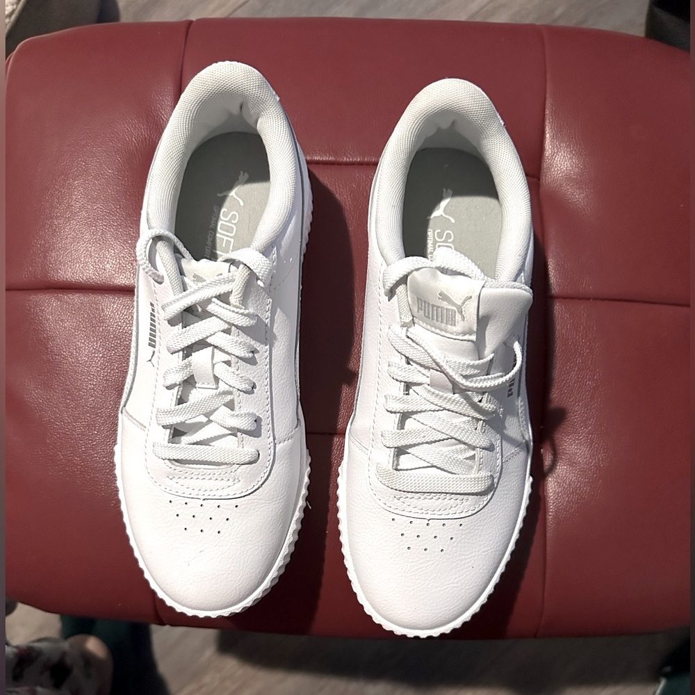 Puma leather court shoes in white